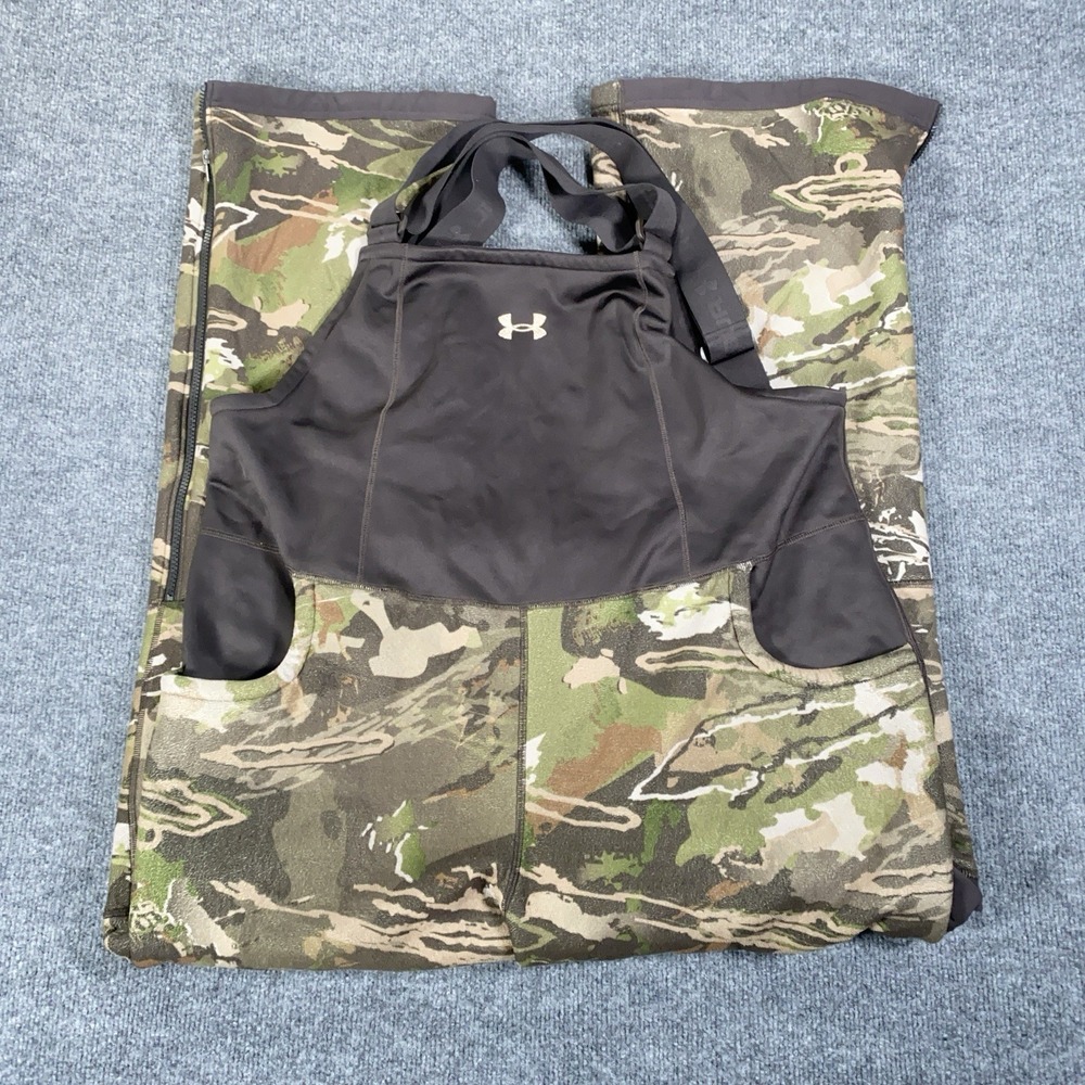Under Armour Stealth Coldgear Storm Camo Hunting Bibs Unisex XXL Fleece Lined